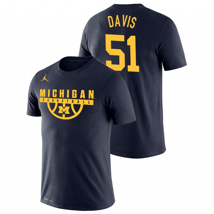 Michigan Wolverines Men's NCAA Austin Davis #51 Navy Drop Legend College Basketball T-Shirt DVQ4849FE